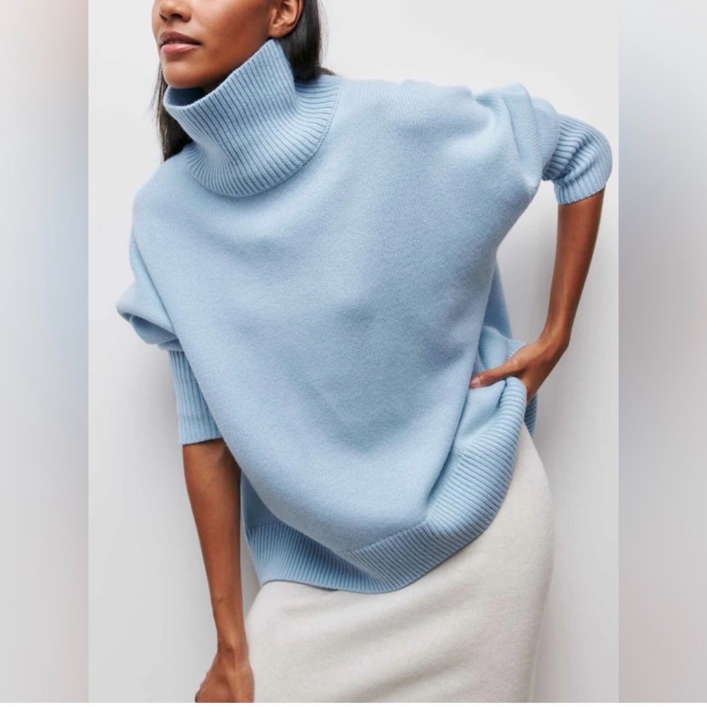 Commense Cloudless Sky Turtleneck Oversized Sweater